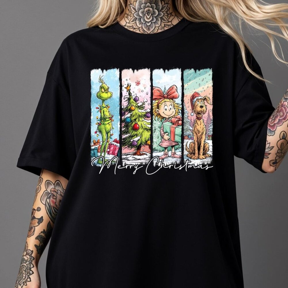 Funny Grinch Dog Christmas T-Shirt, Holiday Tree Graphic Tee